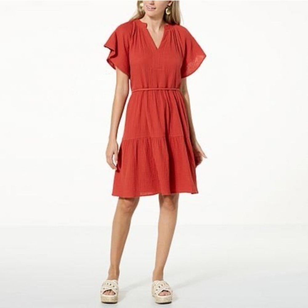 Curations x Nicole Hickl Women's Tiered Gauze Dress - Medium